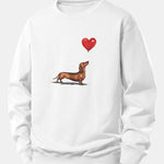 Heart-shaped Balloon Dachshund Print Relax Fit Sweatshirt