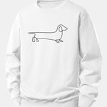 Line Dachshund Print Relax Fit Sweatshirt