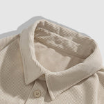 Men's solid color corduroy double pocket casual shirt
