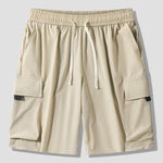 Solid Drawstring Cargo Shorts