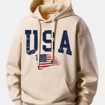 USA Flag Print Relax Fit Hoodie