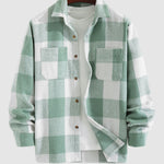 Men's plaid Wool Blend long-sleeved shirt basic base T-shirt casual sweatpants three-piece set