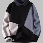 Men's Color-Block Denim Collar Knit Sweater