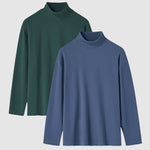 Men's solid color velvet half turtleneck Foundation T-shirt two-piece set