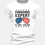 Regular Fit American Flag Sunglasses Print Cotton T-Shirt