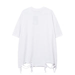 Hem Ripped Necklace Trim Short Sleeve T-Shirt