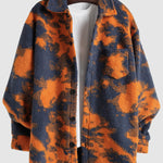 Men's Colorful Single Pocket Tie-Dye Fly Fluffy buttons Jacket