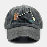 Interactive Fishing Embroidery Washed Baseball Cap