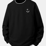 Smiley Face Print 2 In 1 Long Sleeved Waffle T-Shirt
