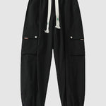 Men's Drawstring Pocketed Cuffed Casual Cargo Pants