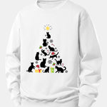 Christmas Cats Print Relax Fit Sweatshirt