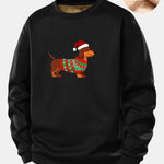 Christmas Dachshund Print Teddy Fleece Lined Sweatshirt