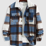 Men's Wool Blend Plaid Lapel Shirt Jacket