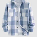 Men's Classic Plaid Wool Blend Button Down Long Sleeve Shirt Jacket