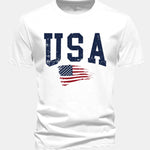 Regular Fit USA Flag Print Cotton T-Shirt