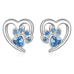 Paw and Heart Earrings with Zirconia
