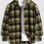 Men's Classic Plaid Fluffy Faux Fur Shirt Casual Button Cardigan Jacket