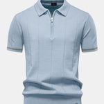 Contrast Trim Zipper Knit Polo Shirt