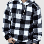 Men's Plaid Casual Fashion Fluffy Fleece Hoodie