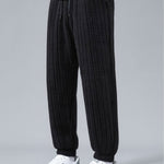 Striped Teddy Fleece Jogger Pants