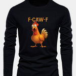 Long Sleeve Rooster Print Cotton T-Shirt