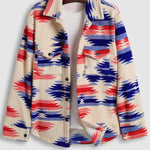 Men's Aztec Style Two Pocket Button Polar Fleece Jacket