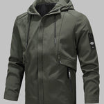 Men's solid color stylish double pocket zipper hooded jacket