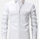 Long Sleeve Embroidered Hidden Buttons Placket Shirt