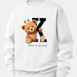 Crown King Bear Print Relax Fit Sweatshirt