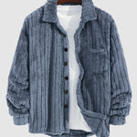 Men's Casual Warmth  Solid Color Button Front Fluffy Fleece Jacket