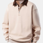 Relax Fit Contrast Corduroy Polo Collar Sweatshirt & Straight Leg Corduroy Pants