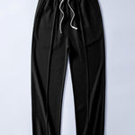 2 In 1 Waffle Notched Collar Sweatshirt & Waffle Pleated Pintuck Straight Leg Pants