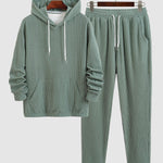Men's waffle solid color wool texture two-piece set