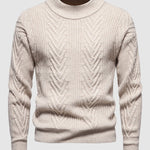 Men's solid color half turtleneck casual jacquard sweater