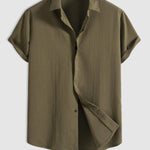 Men's Cotton Linen Lapel Short Sleeve Shirt