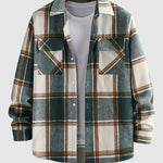 Men's Classic Plaid Wool Blend Button-Down Shirt