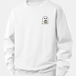 Ghost Drinking Coffee Print Relax Fit Sweatshirt