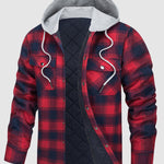 Men's hooded  plaid thickened warm button shirt jacket