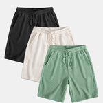 3 Pieces Drawstring Knitted Waffle Shorts