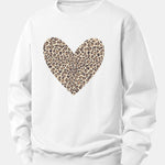 Leopard Heart Print Relax Fit Sweatshirt