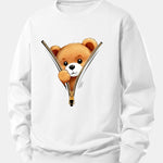 Zipper Bear Print Relax Fit Sweatshirt