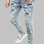 Men's ripped zipper access frayed jeans