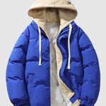 Men's stylish contrasting hooded warm cotton jacket
