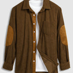 Men's Corduroy Contrast Button-Down Casual Long Sleeve Shirt
