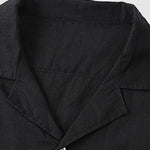 Men's solid color cotton-linen casual vacation short-sleeved shirt and shorts set