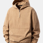Relax Fit Corduroy Half-Zip Hooded Pullover & Straight Leg Corduroy Pants