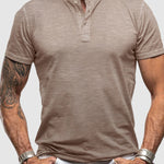 Men's solid color casual henley short-sleeved polo