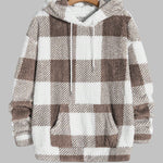 Men's Classic Plaid Fleece Hooded Pocket Sweatshirt