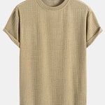 Striped Towelling Texture Arc Hem T-Shirt & Shorts