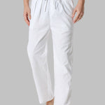 Men's imitation cotton and linen solid color loose casual pants